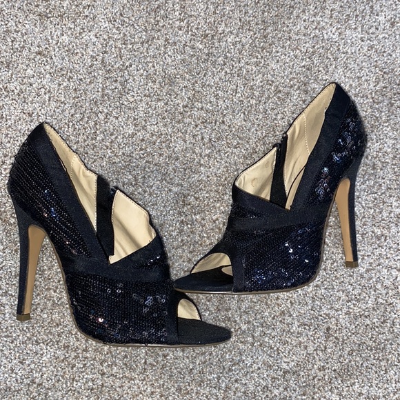 Charlotte Russe sequin peep toe heels - Picture 3 of 4
